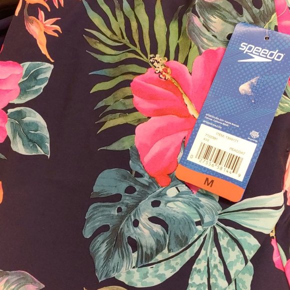 Speedo Womens Woven Swim Skort Skirt floral Navy Blue - Picture 8 of 8